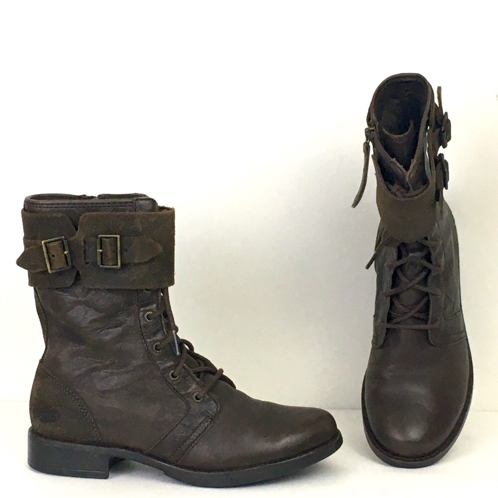 🛍 UGG Combat Boots Dark Brown, EUC, Size 7